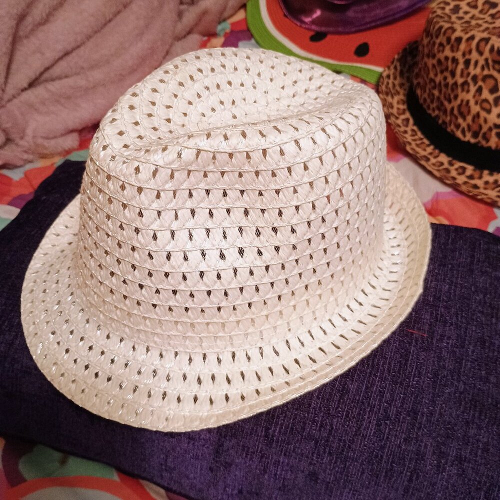 Womens Creme Fedora, OS, New - Picture 2 of 3